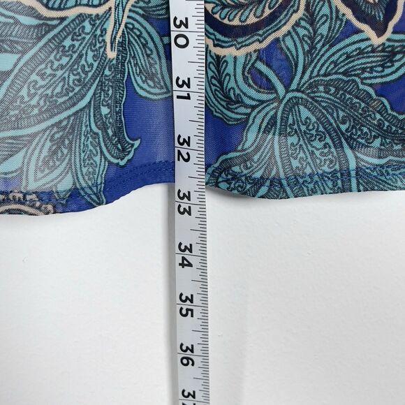 Susan Graver Sheer Mesh Cardigan Top Womens XLP Floral Print Ruched Sleeve - Picture 10 of 10